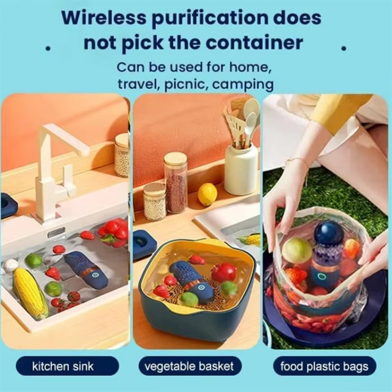 Portable Wireless Fruit and Vegetable Washing Machine - Automatic Food Purifier in Capsule Shape for Kitchen Use