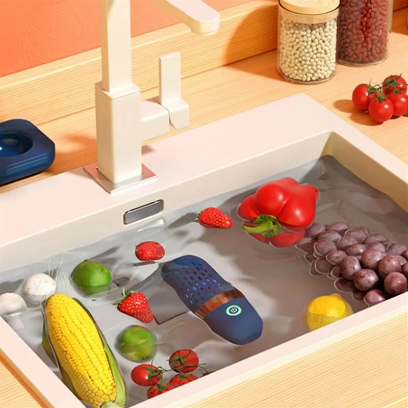 Portable Wireless Fruit and Vegetable Washing Machine - Automatic Food Purifier in Capsule Shape for Kitchen Use