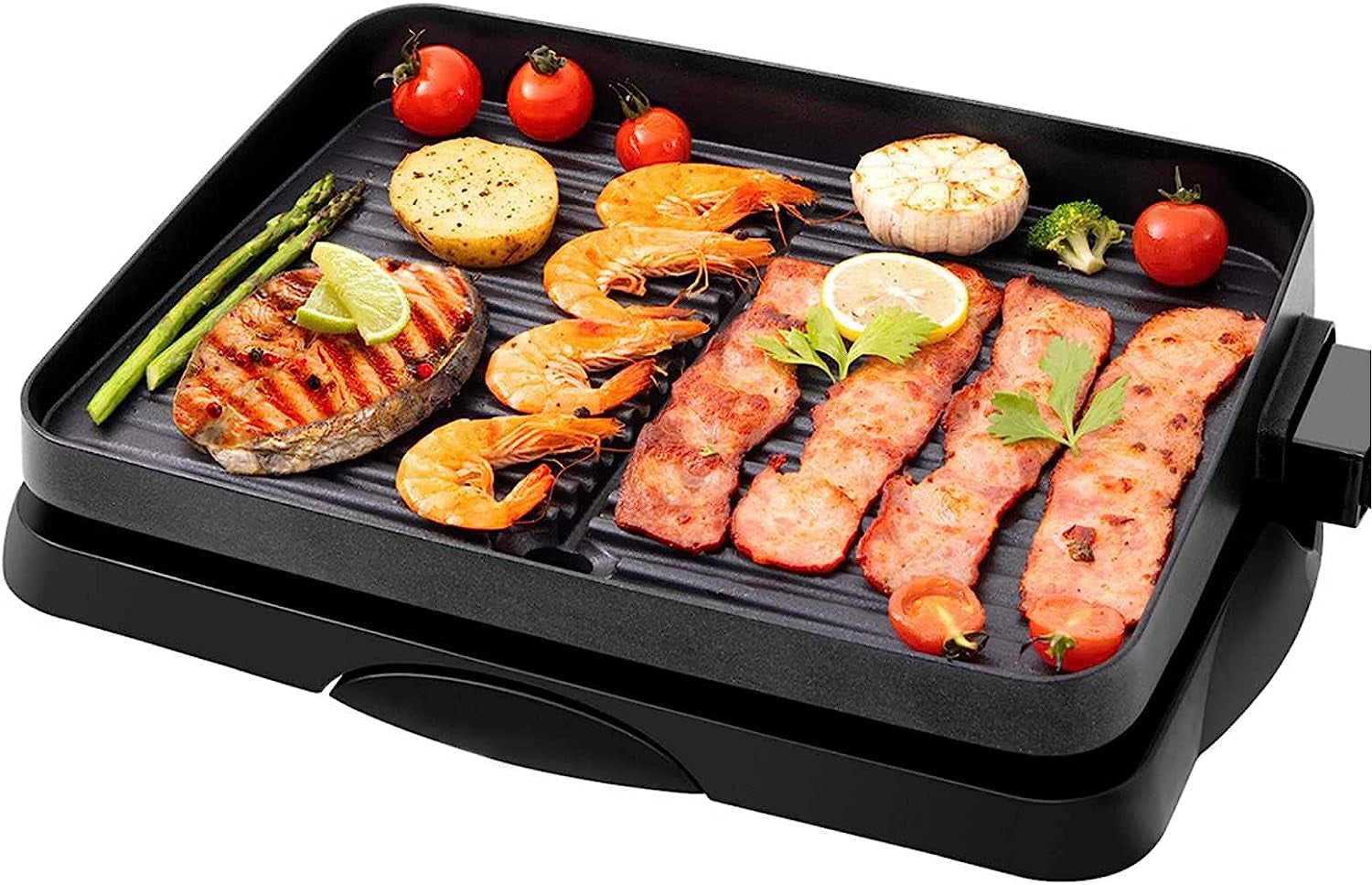 Electric Indoor Korean BBQ Grill - 1500W Nonstick Removable Griddle with Smart 5-Heat Temperature Control, Family Size 14-Inch Tabletop Plate, PFOA-Free Black Finish