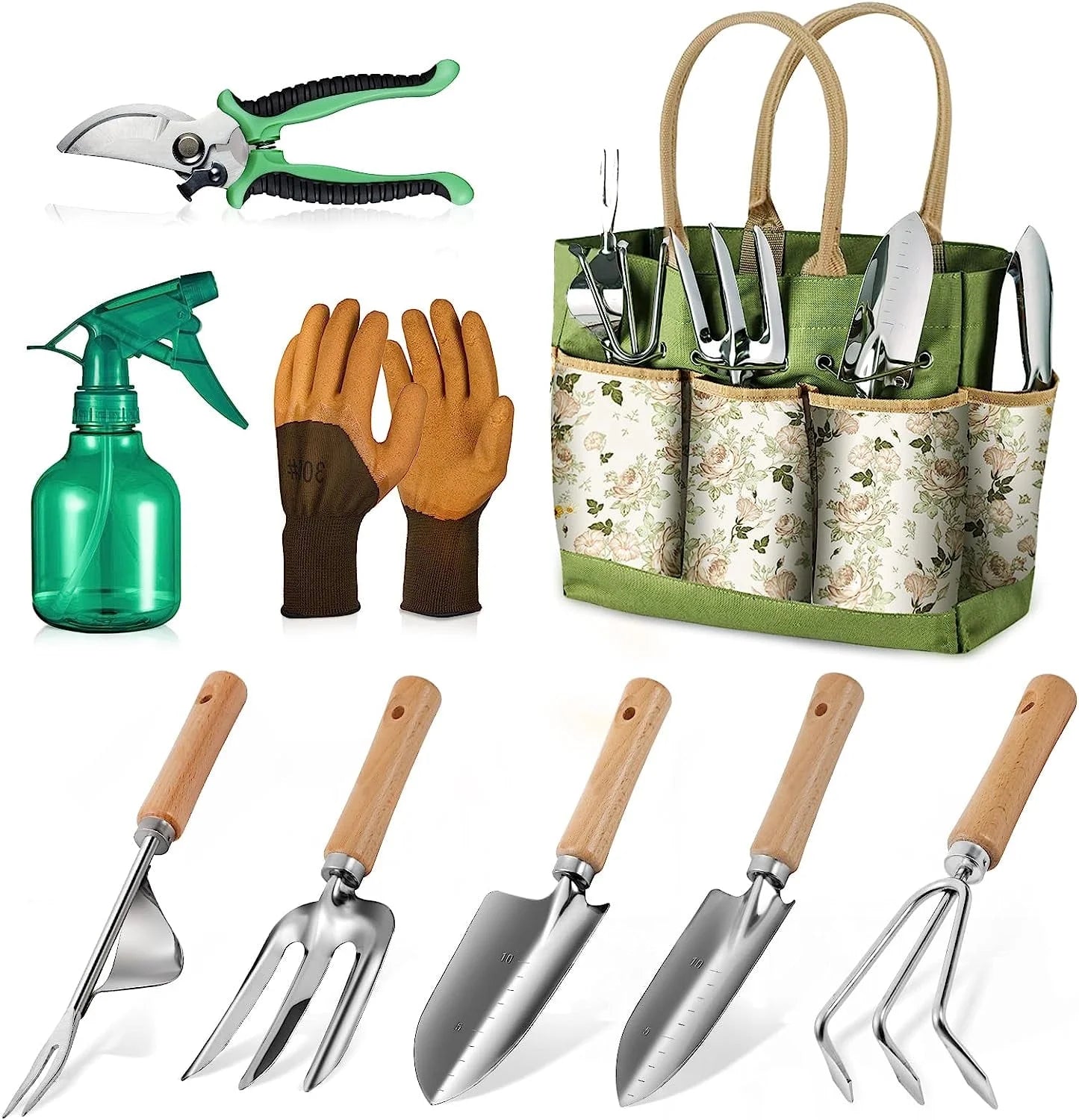 9-Piece Heavy-Duty Gardening Tool Set with Durable Organizer Bag - Rust-Proof Tools, Perfect Gift for Garden Enthusiasts