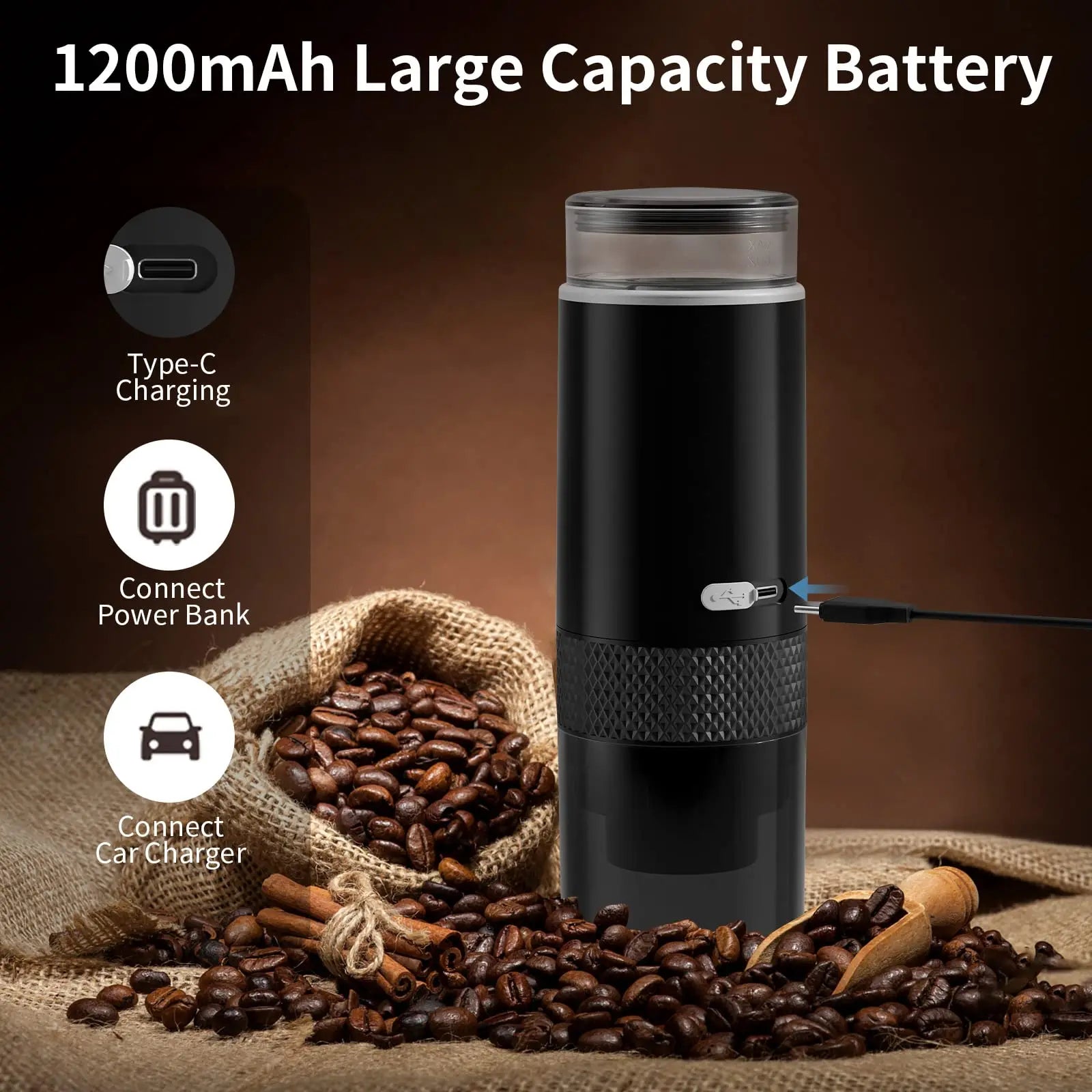 Electric Coffee Maker - Portable Capsule and Ground Coffee Brewer